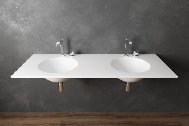 MOOREA double washbasin in Krion® front view