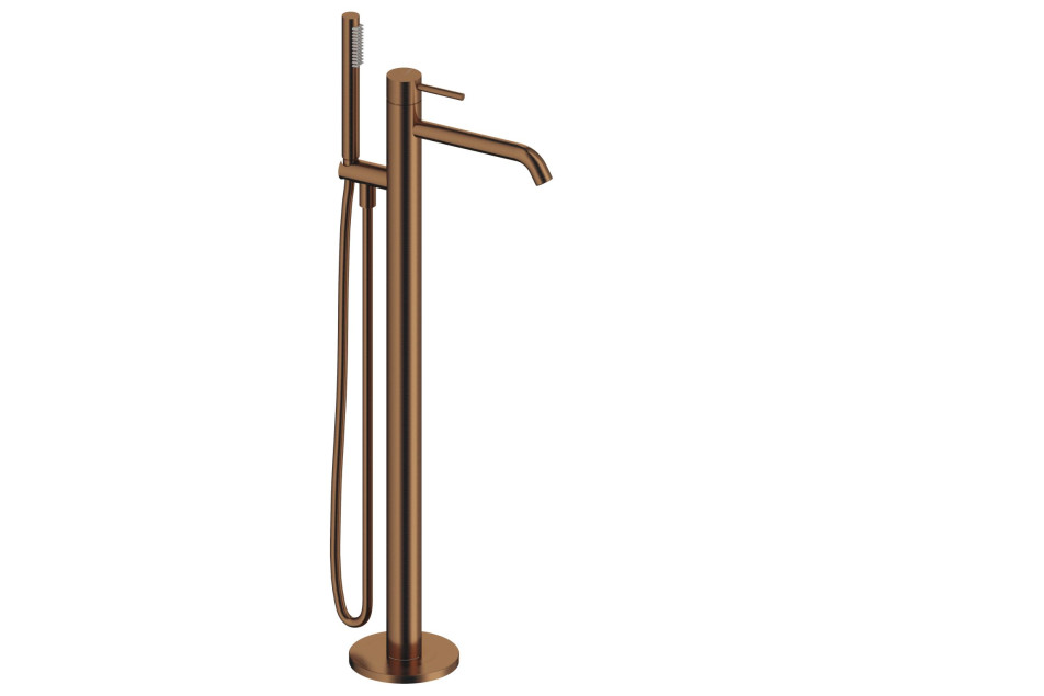 Brushed Rose Gold LOOP freestanding single-lever bath tap by Sanycces side view