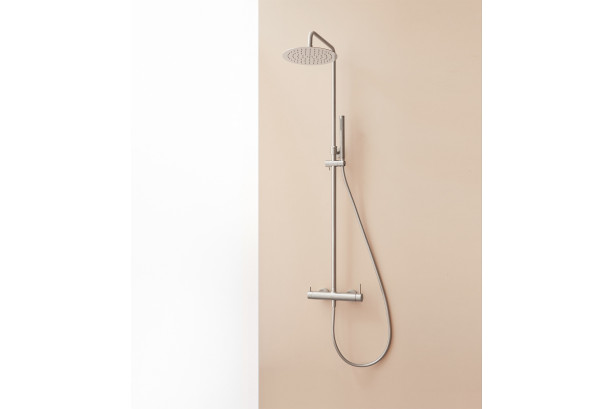 Bright Chrome LOOP K shower tap by Sanycces side view left