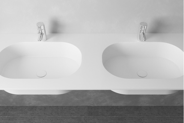 TONNARA double washbasin in Krion® top view