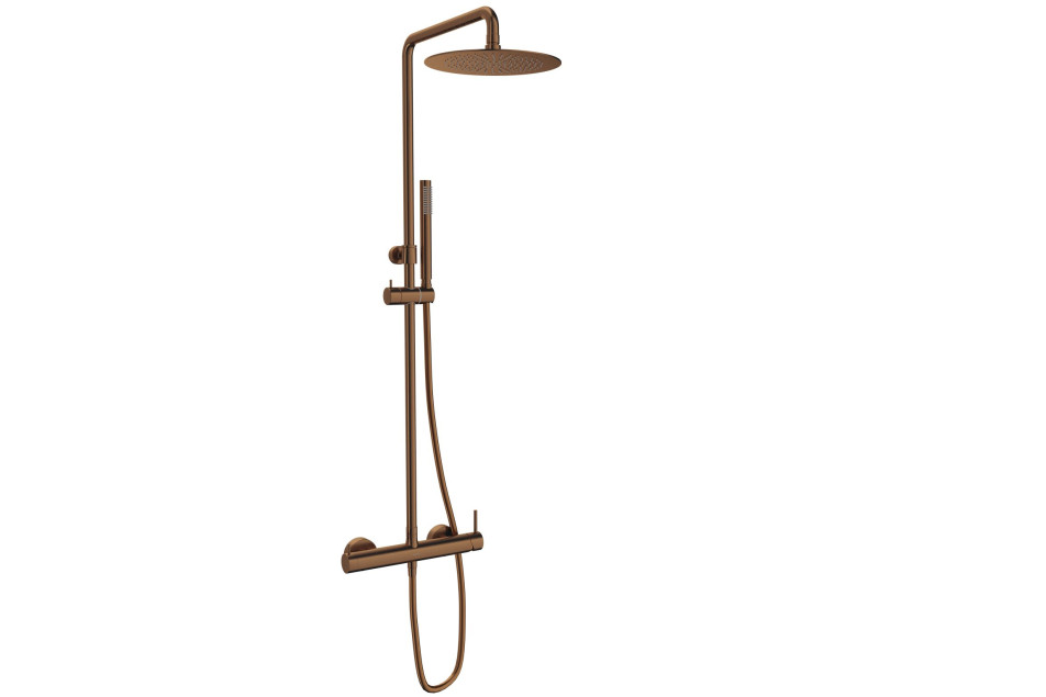 Brushed Rose Gold LOOP single-lever shower tap by Sanycces side view