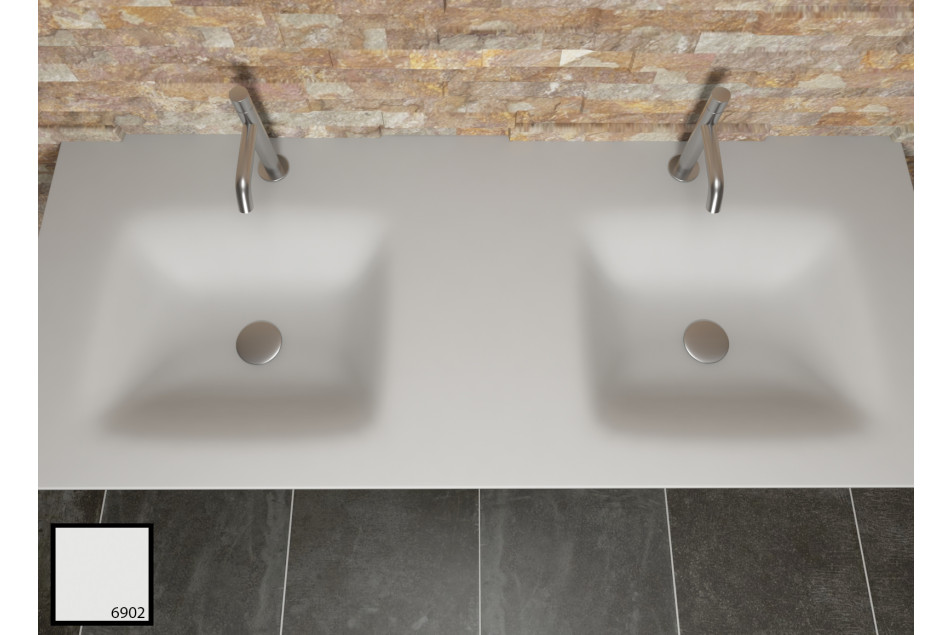 Double washbasin on AGATE Light Grey countertop in KRION® top view