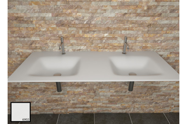 Double washbasin on AGATE Light Grey countertop in KRION® side view