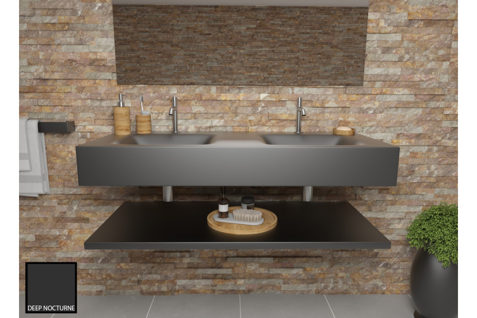 Double vasque sur plan AGATE deep nocturne en Krion® vue de face