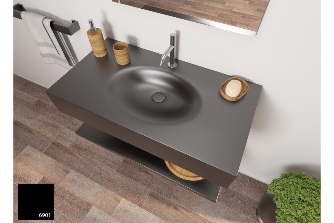 PERLE double washbasin in KRION® black metal side view