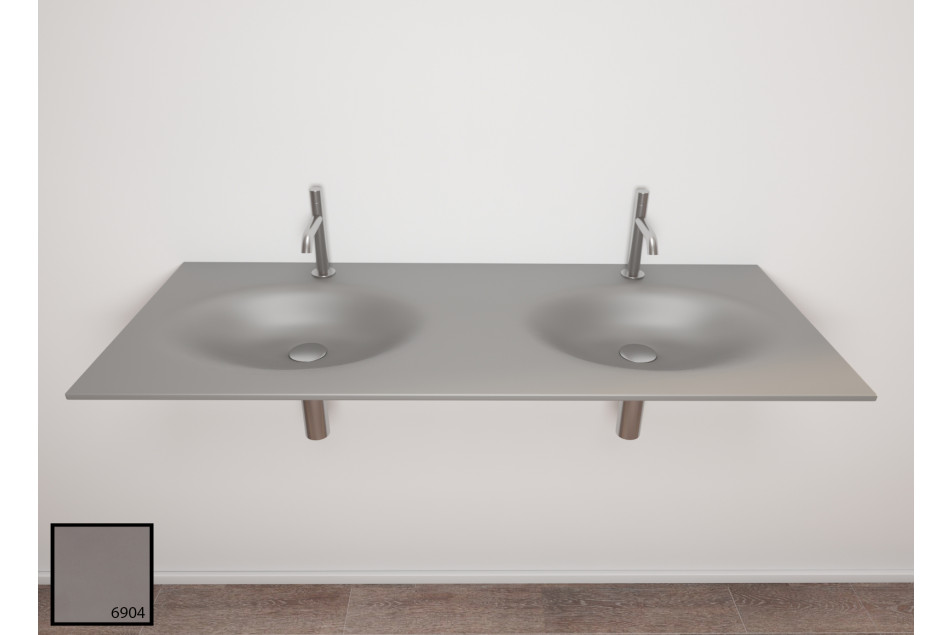 PERLE dual sink unit in bright KRION® front view