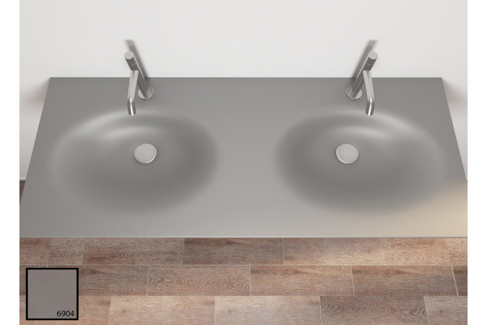 PERLE dual sink unit in bright KRION® top view