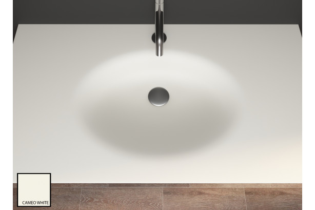 PERLE sink unit in thermoformed simple cameo white CORIAN® top view