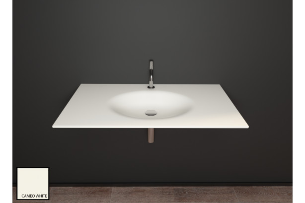 PERLE sink unit in thermoformed simple cameo white CORIAN® front view