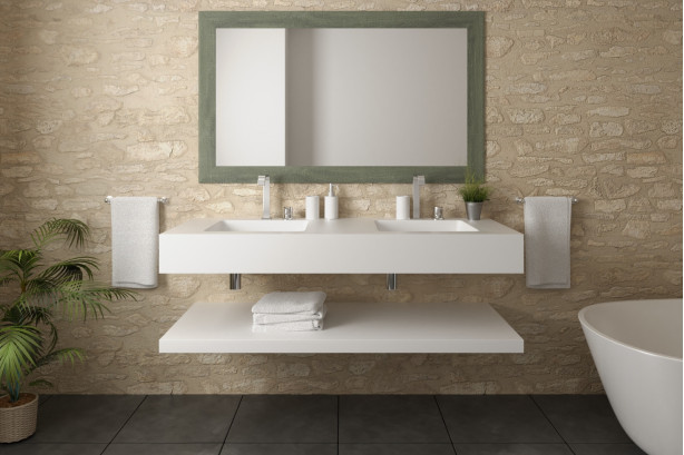 CHENGIRO double washbasin in Krion® front view