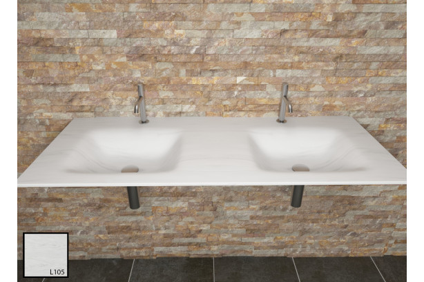 AGATE double sink in KRION® carrara dark front view