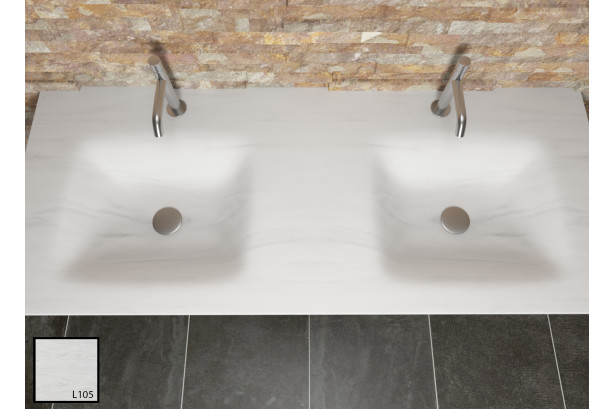 AGATE double sink in KRION® carrara dark side view