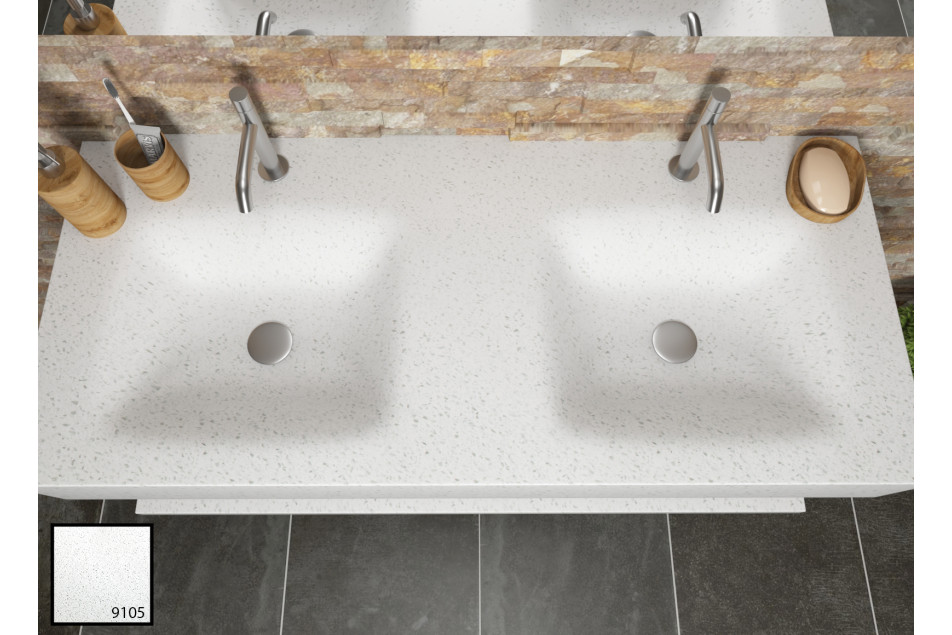 AGATE dual sink unit in elegant white KRION® top view