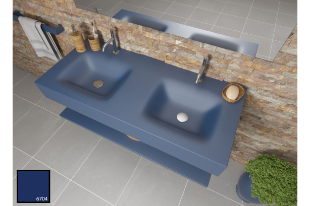 AGATE dual sink unit in navy blue KRION® side view