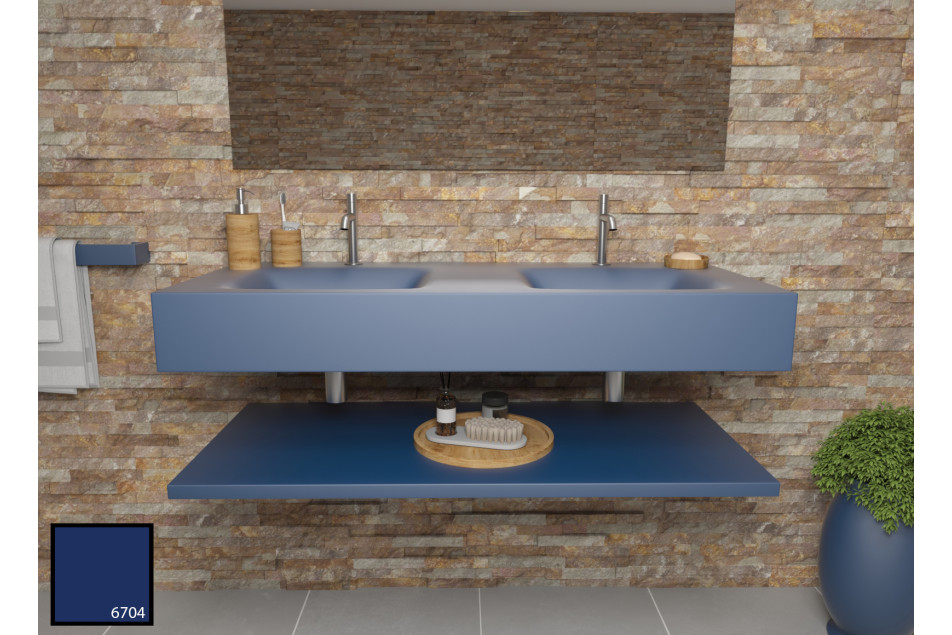 AGATE dual sink unit in navy blue KRION® front view