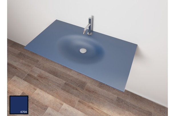PERLE sink unit in navy blue KRION® side view
