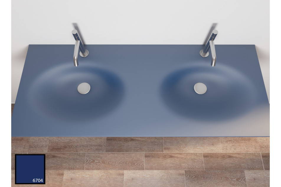 PERLE dual sink unit in navy blue KRION® top view