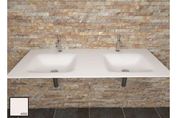 AGATE dual sink unit in pearl KRION® side view