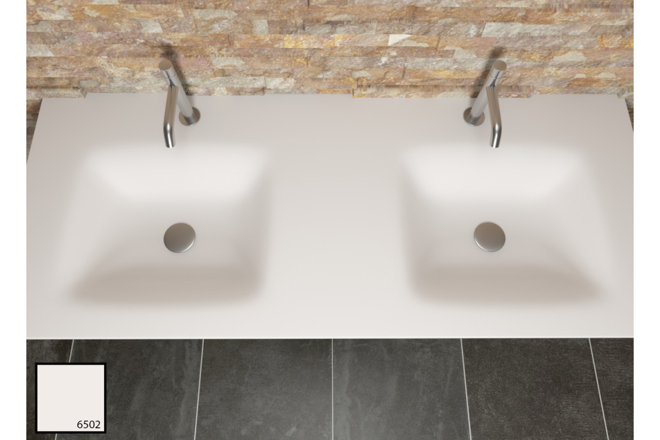 AGATE dual sink unit in pearl KRION® top view
