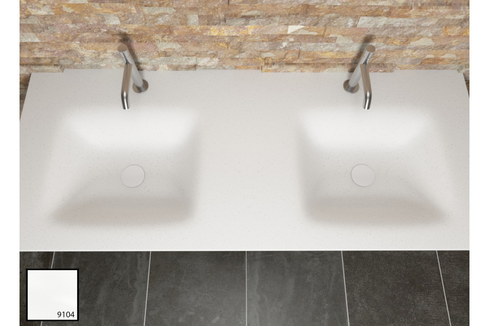 AGATE dual sink unit in white concrete KRION® top view