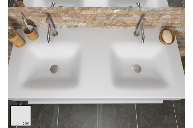 AGATE dual sink unit in white nature KRION® top view