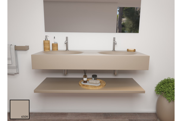 PERLE dual sink unit in Moaï KRION® front view