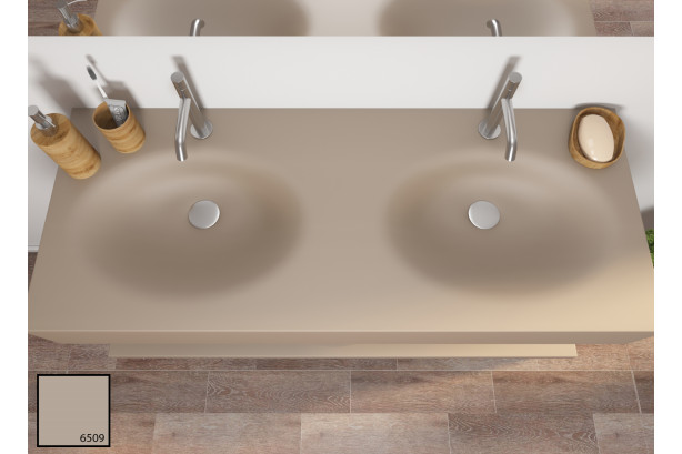 PERLE dual sink unit in Moaï KRION® top view