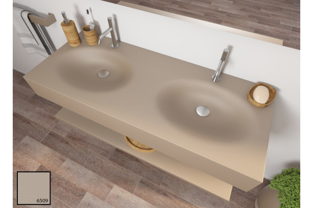 PERLE dual sink unit in Moaï KRION® side view