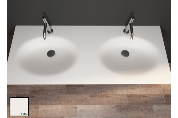 PERLE dual sink unit in Pearl KRION® top view