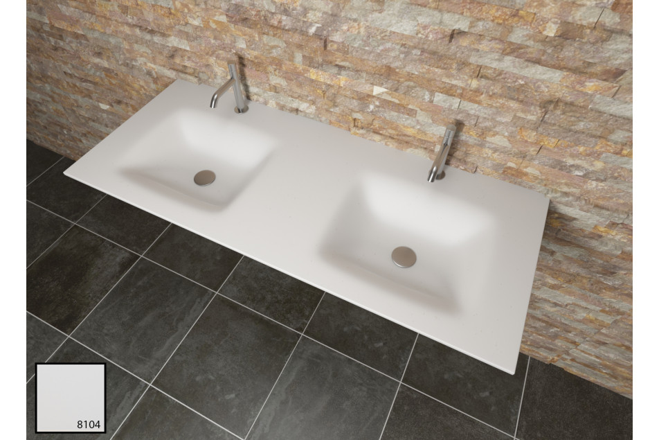 AGATE dual sink unit in Calla white KRION® side view