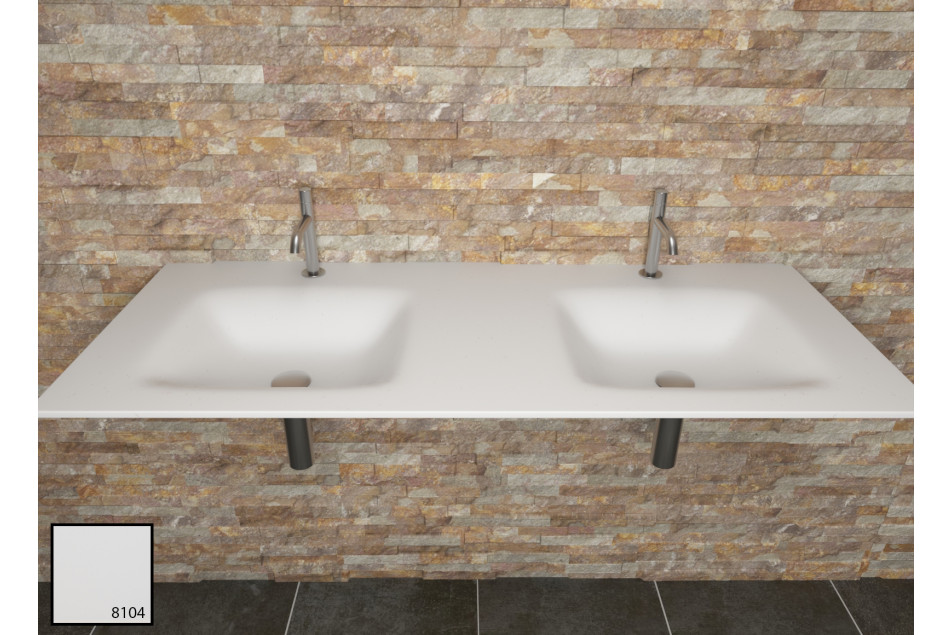 AGATE dual sink unit in Calla white KRION® front view