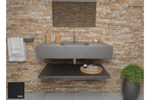 AGATE sink unit in elegant black KRION® front view