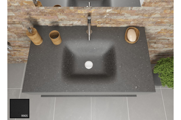 AGATE sink unit in elegant black KRION® top view