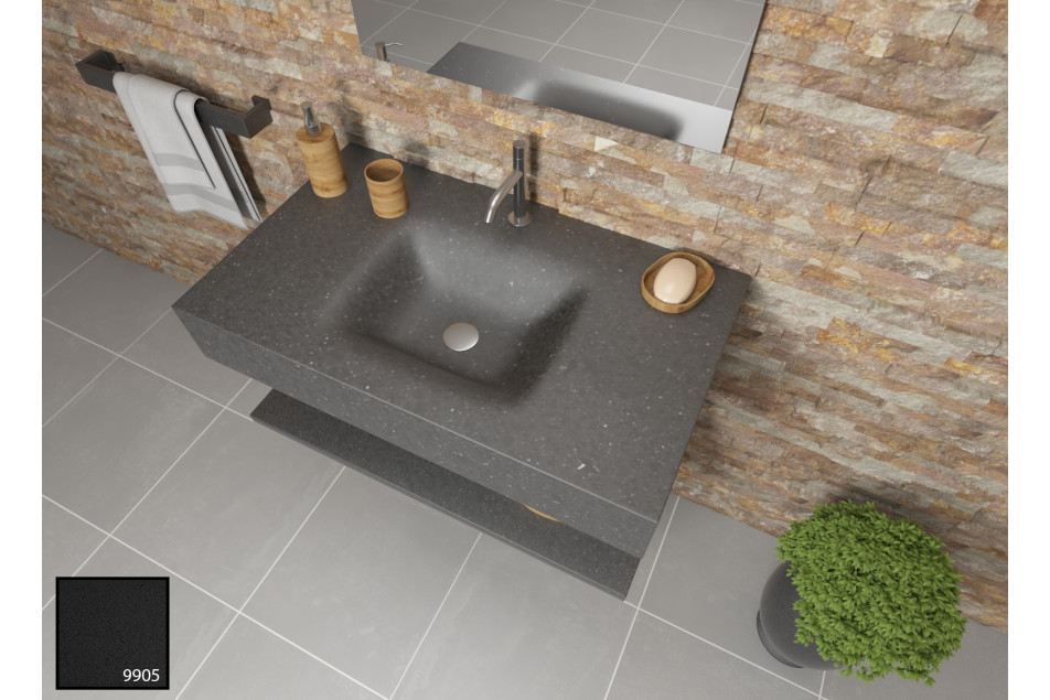 AGATE sink unit in elegant black KRION® side view