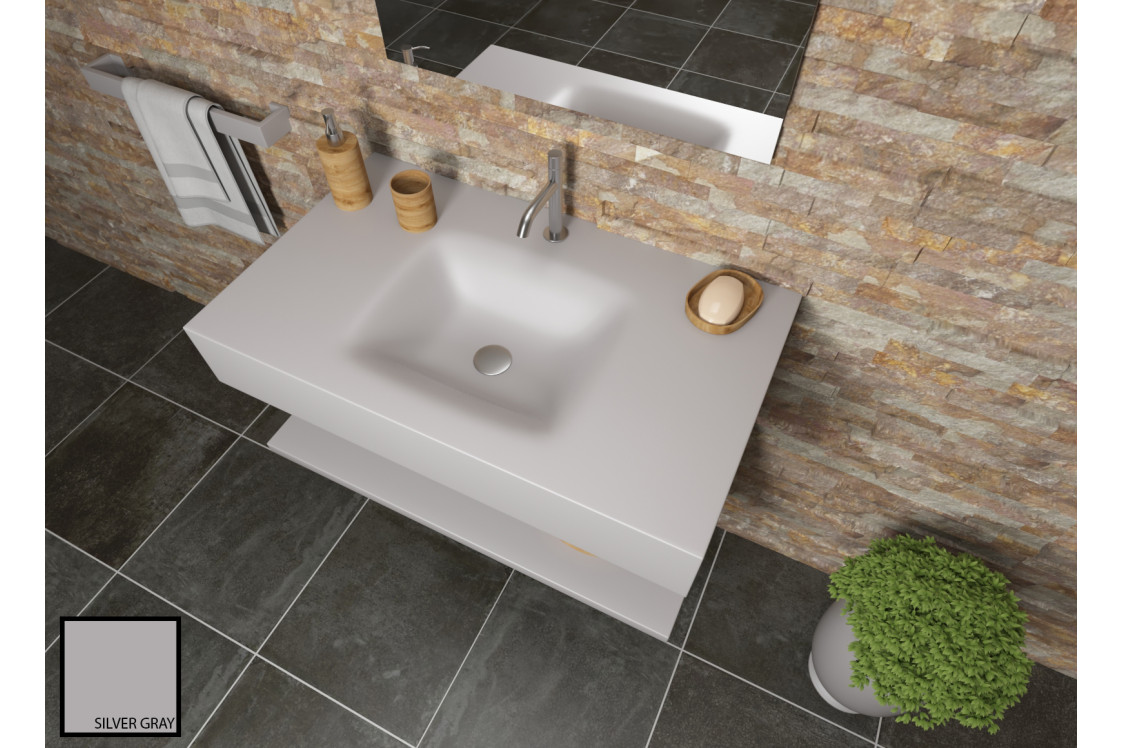 AGATE sink unit in Silver Gray CORIAN® side view