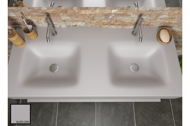 Double vasque AGATE en CORIAN® Silver Gray vue de côté