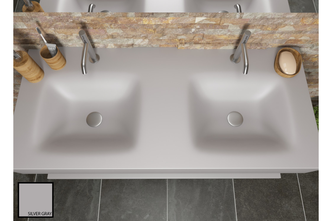 AGATE dual sink unit in Silver Gray CORIAN® top view