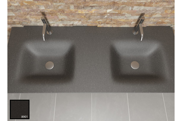 Double vasque AGATE en KRION® Crystal black vue de côté