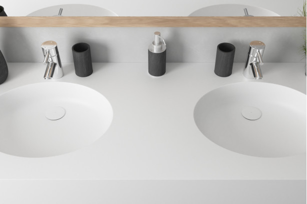 FUTUNA double washbasin in Krion® top view