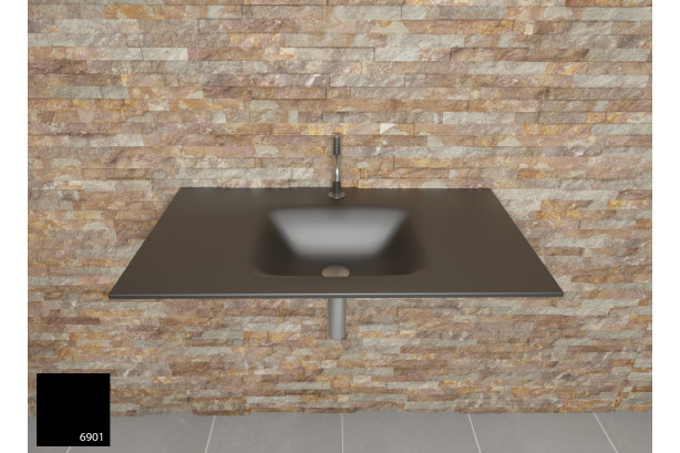AGATE sink unit in Black metal KRION® front view