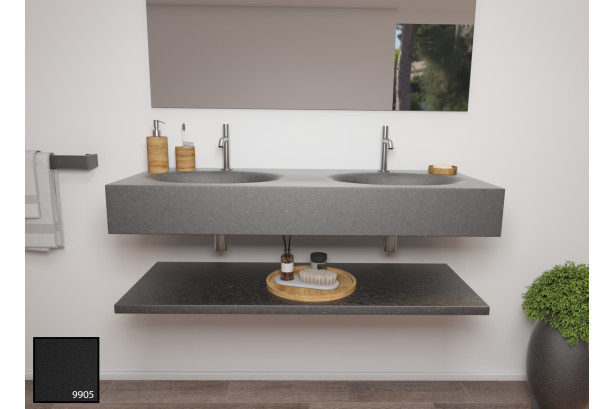 AGATE dual sink unit in Elegant black KRION® side view