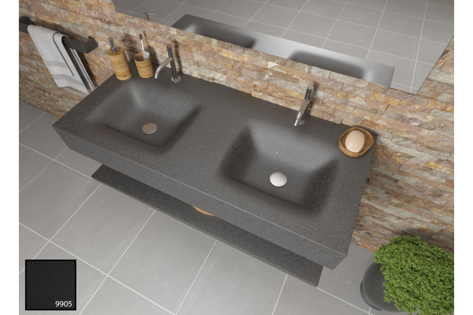 AGATE dual sink unit in Elegant black KRION® side view