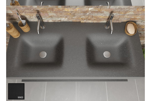 AGATE dual sink unit in Elegant black KRION® top view