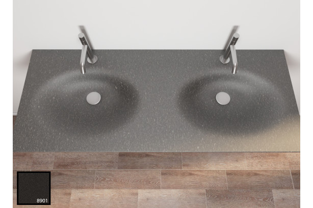Double vasque PERLE en KRION® Crystal black vue de côté