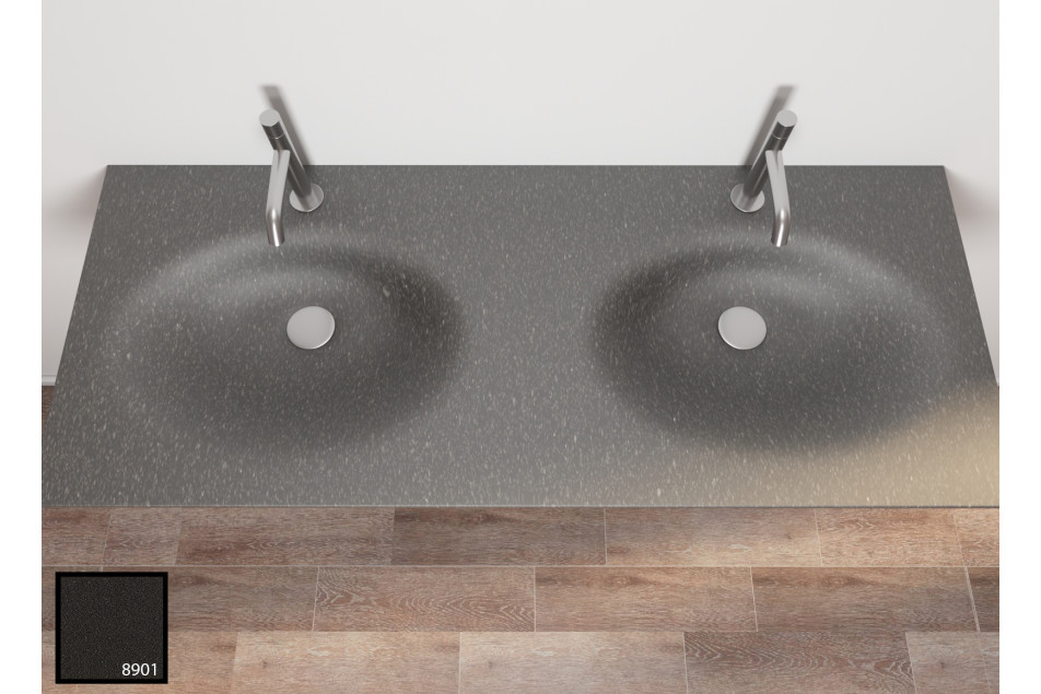 PERLE dual sink unit in Crystal black KRION® top view