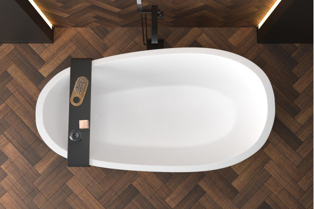 ALMOND SOFT BLACK bath in Krion® front view