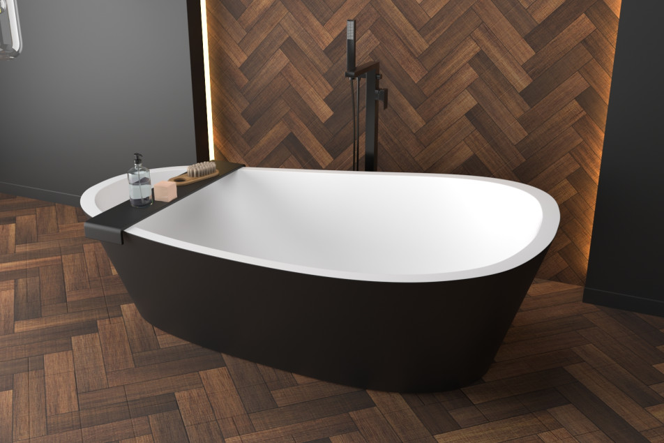 ALMOND SOFT BLACK bath in Krion® side view