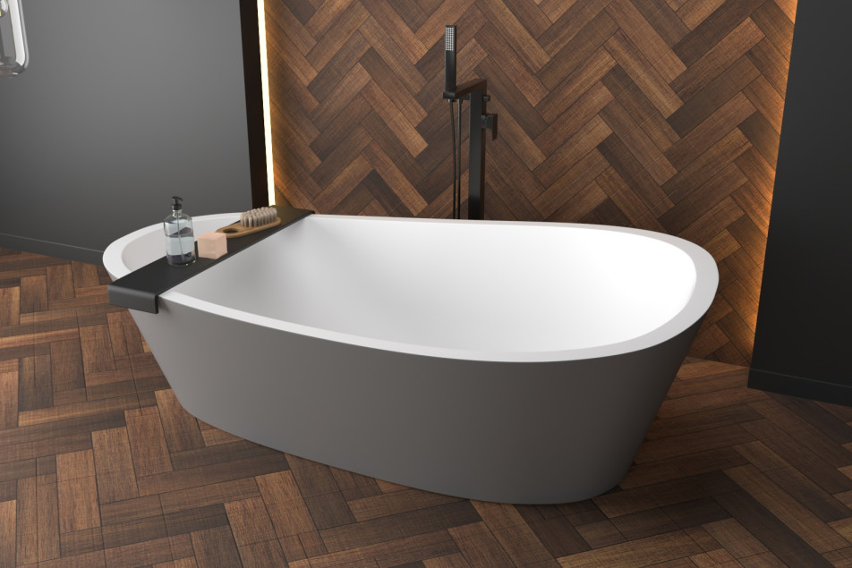 ALMOND SOFT GREY bath in Krion® side view