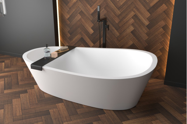 ALMOND White bath in Krion® side view