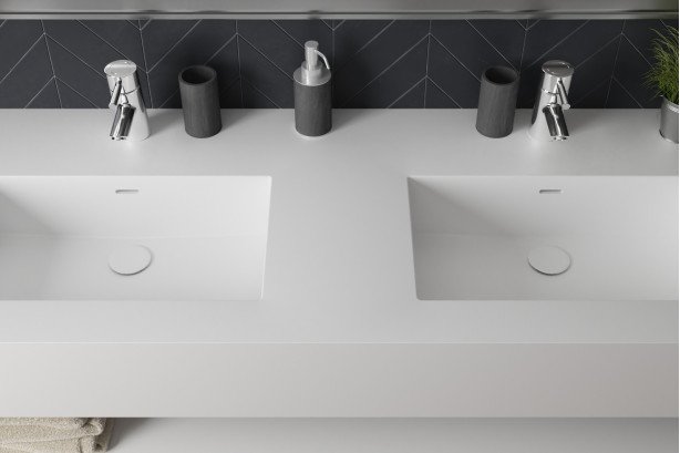 CHANCEL double washbasin in Krion® top view